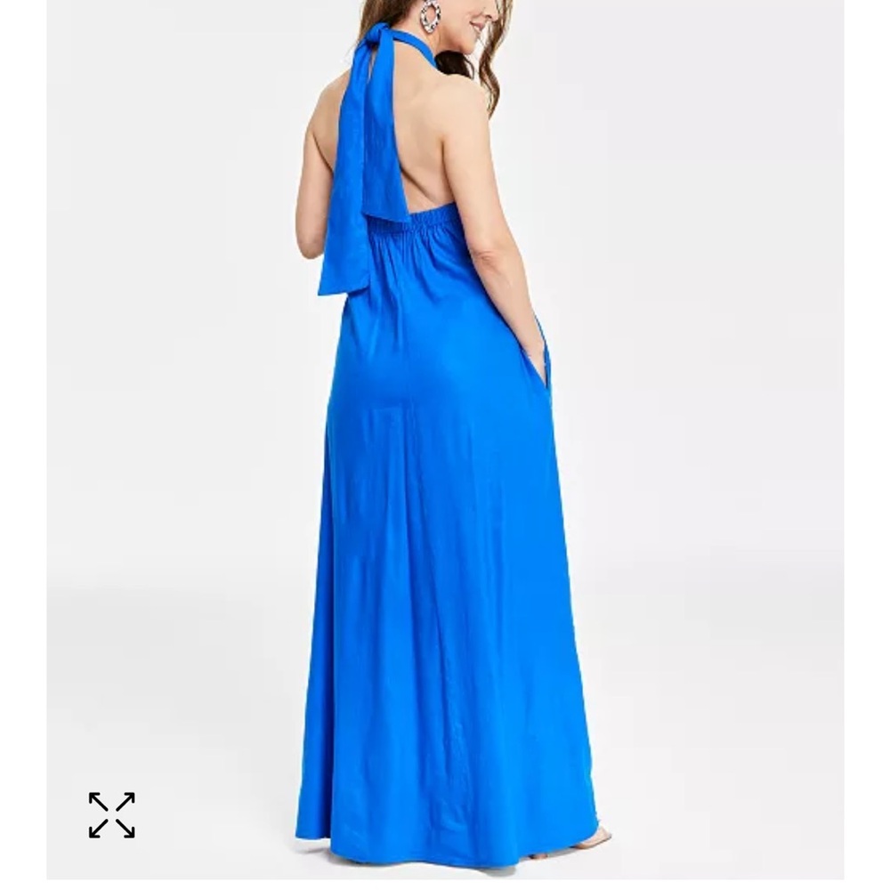 NWT INC Linen Halter-Neck Maxi Dress